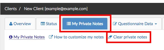 clearing private notes